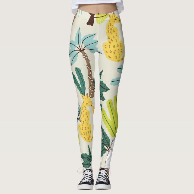 Jungle Joy: Tecknad Animal Roligt Leggings (Framsida)