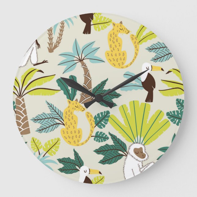 Jungle Joy: Tecknad Animal Roligt Stor Klocka (Framsida)