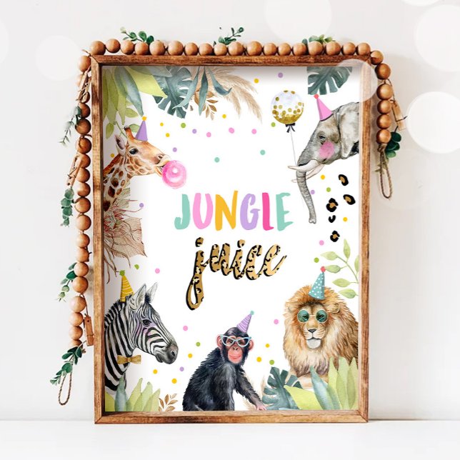 Jungle Juice Safari Animals Birthday Drink Bord Poster (Skapare uppladdad)