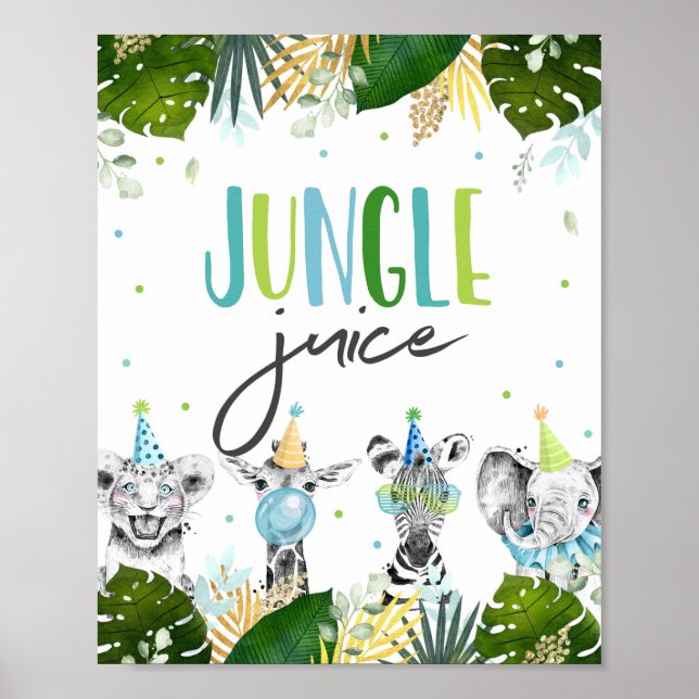Jungle Juice Safari Party Animals Birthday Sign Poster (Framsidan)