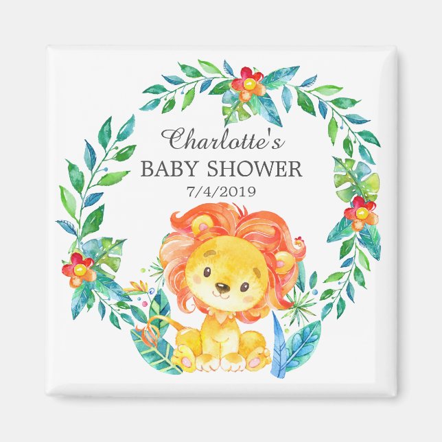Jungle Lejon Baby Shower Favor Magnet (Framsidan)