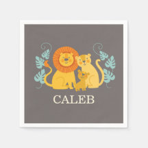 Jungle Lejon Baby Shower Napkin