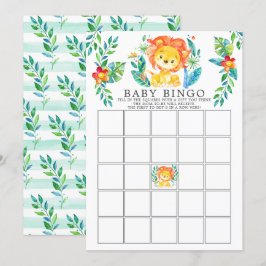Jungle Lejon BINGO Baby Shower Game Inbjudningar