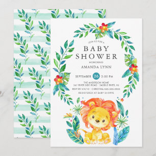 Jungle Lejon Boy Baby Shower Inbjudningar