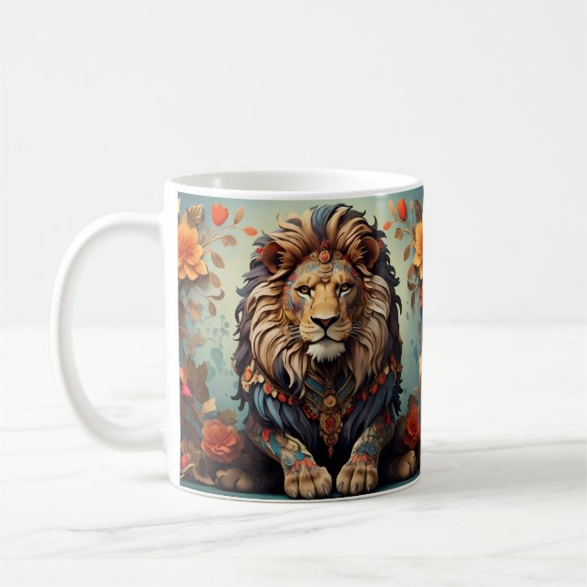 Jungle lejon & Exotic Predator Vild Big Cat Kaffemugg (Vänster)