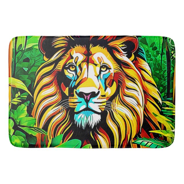Jungle Lejon Popp Art-design Badrumsmatta (Framsidan)