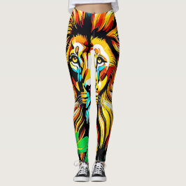 Jungle Lejon Popp Art-design Leggings