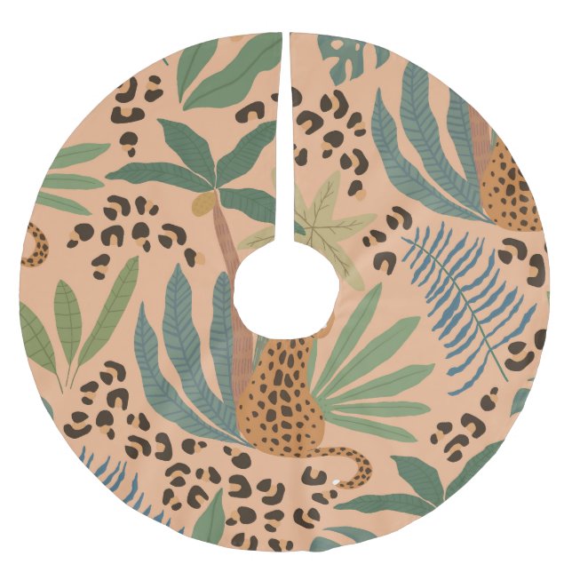 Jungle leopard print: Djuret utan mönster. Julgransmatta Borstad Polyester (Framsidan)