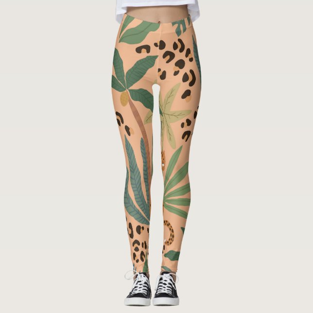 Jungle leopard print: Djuret utan mönster. Leggings (Framsida)