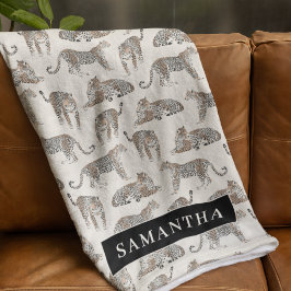 Jungle Leopard Vild Animal Mönster Fleecefilt