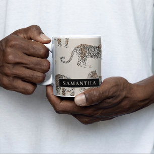 Jungle Leopard Vild Animal Mönster Två-Tonad Mugg