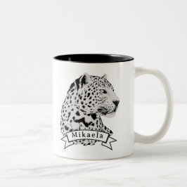 Jungle Leopard Vild Mönster & Personlig Namn Två-Tonad Mugg