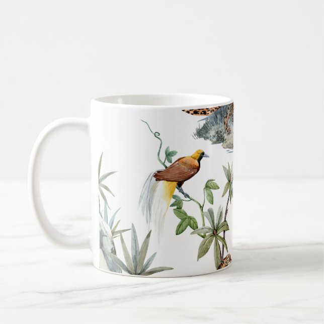 Jungle Leopard Watercolor Tropical Scene Kaffemugg (Vänster)