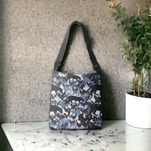 Jungle Leopards in Black med Blue Grått Axelväska