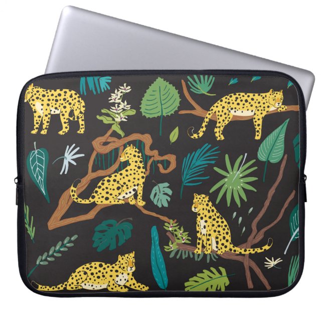 Jungle Leopards: Vintage Wildlife Illustrations Laptop Fodral (Framsidan)