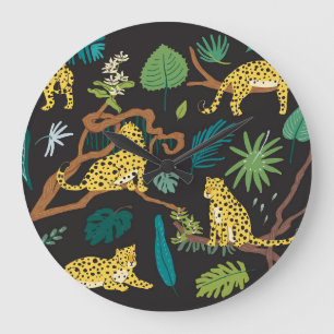 Jungle Leopards: Vintage Wildlife Illustrations Stor Klocka