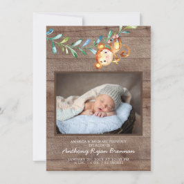 Jungle Little Monkey Photo Birth Notice Meddelande