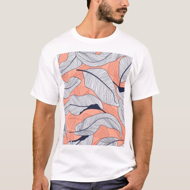 Jungle Löv Seamless Tropical Mönster T Shirt (Framsida)
