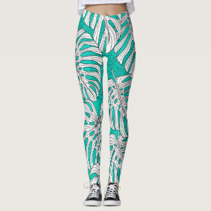 Jungle Löv Tropical Blommigt Seamless Leggings