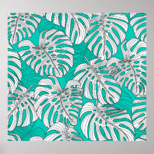 Jungle Löv Tropical Blommigt Seamless Poster