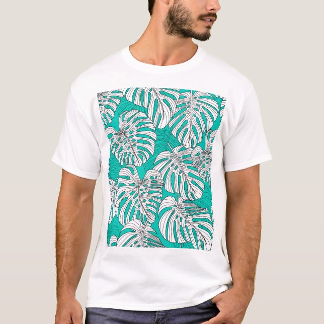 Jungle Löv Tropical Blommigt Seamless T Shirt (Framsida)
