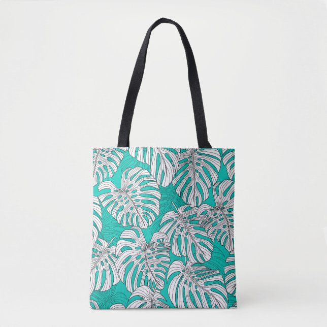 Jungle Löv Tropical Blommigt Seamless Tygkasse (Framsida)