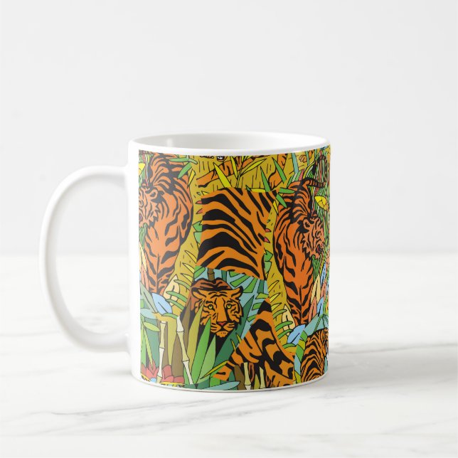 Jungle Majesty: Tigers Amidst Greenery Kaffemugg (Vänster)