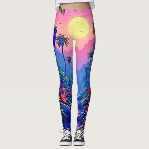 Jungle Måne Blue Parrot Paradise Leggings