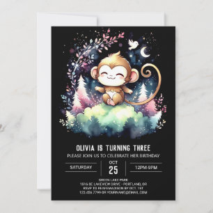 Jungle Monkey Birthday Inbjudningar