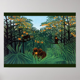 Jungle Monkey Folk Art by Rousseau Poster