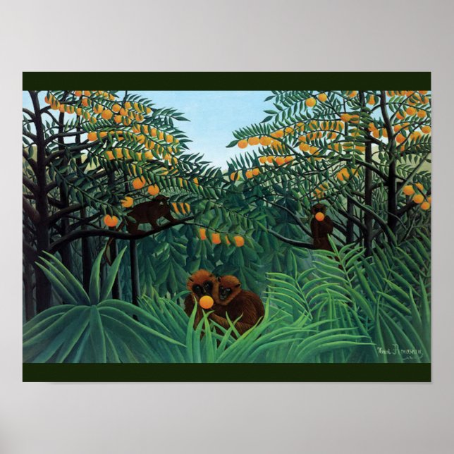 Jungle Monkey Folk Art by Rousseau Poster (Framsidan)