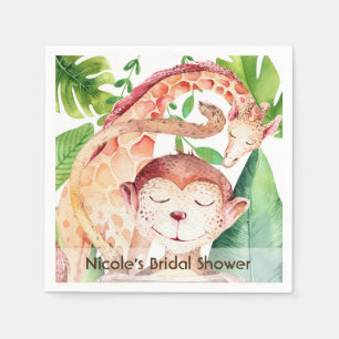 Jungle Monkey & Giraffe Baby Shower-fest Anpassad Pappersservett