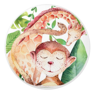 Jungle Monkey & Giraffe Safari Bedroom Nursery Knopp