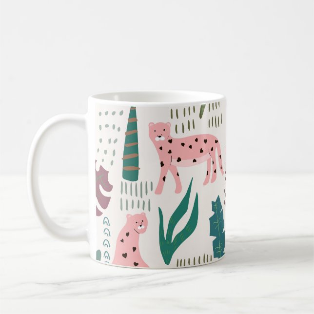 Jungle mönster, leopard print, vintage. kaffemugg (Vänster)