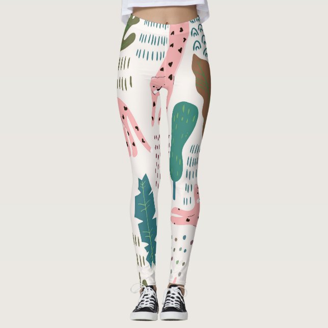 Jungle mönster, leopard print, vintage. leggings (Framsida)
