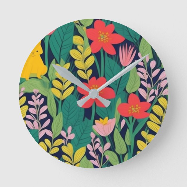 Jungle mönster rund klocka (Framsida)