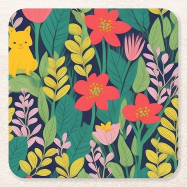 Jungle mönster underlägg papper kvadrat (Framsidan)