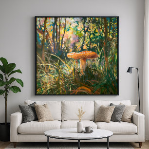 Jungle Mushroom - Painterly Stil Nature Art Poster