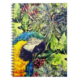 Jungle och blå gult macaw anteckningsbok