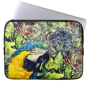 Jungle och blå gult macaw laptop fodral