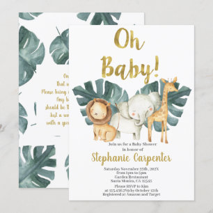 Jungle Oh Baby Safari Baby Shower Boy-inbjudan Inbjudningar