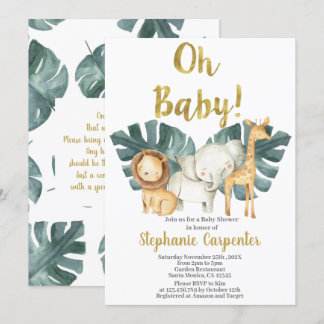 Jungle Oh Baby Safari Baby Shower Boy-inbjudan Inbjudningar