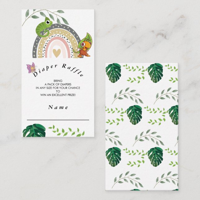 Jungle över Rain Baby Shower Diaper Raffle Tilläggskort (Fram/baksida)