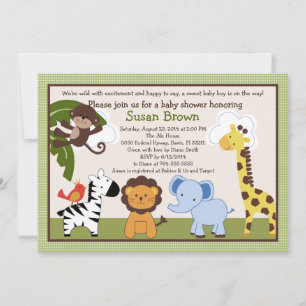 Jungle Pals Animals Baby Shower-inbjudan Inbjudningar