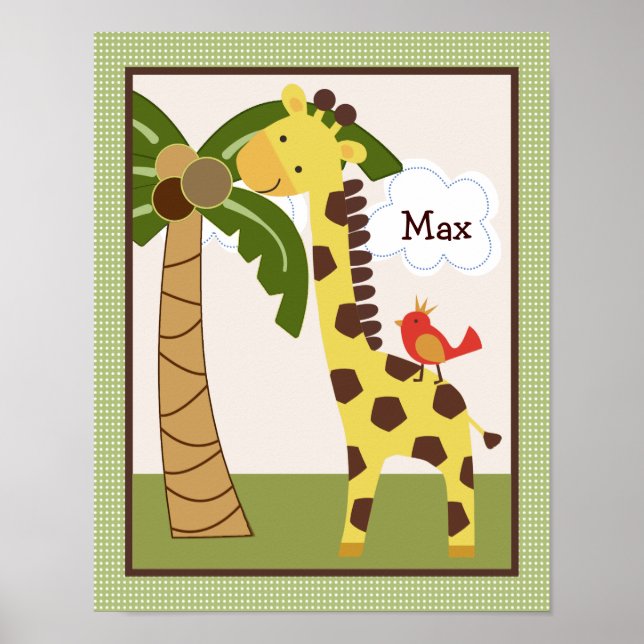 Jungle Pals Giraffe Personlig Art Poster (Framsidan)