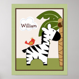 Jungle Pals Zebra Personlig Art Poster
