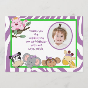 Jungle Party Animals Flat tackkort Tack Kort