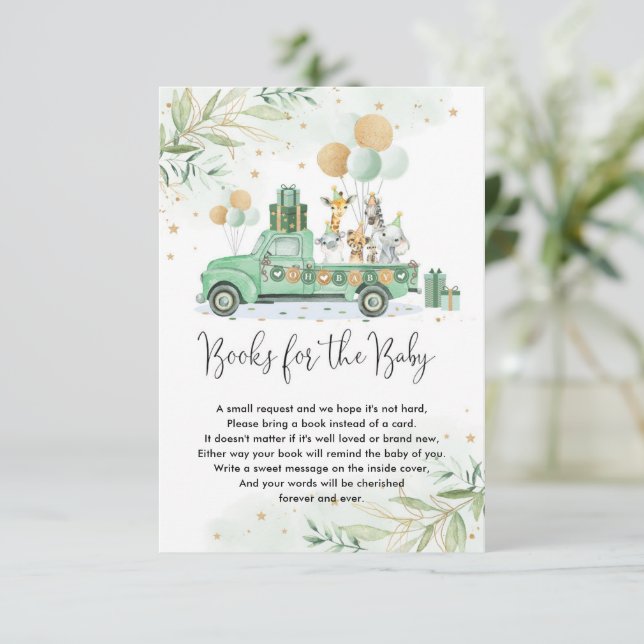 Jungle Party Animals Grönt Balloons Bokar för Baby Tilläggskort (Stående Fram)