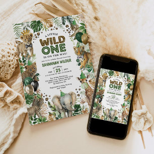 Jungle Party Animals Vild Safari Baby Shower Inbjudningar