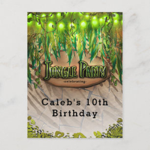 JUNGLE PARTY Blad & Djurtryck Evenemangsfolder Meddelande Vykort